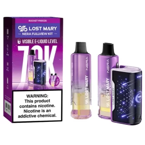 LOST MARY NERA FULLVIEW 70000 PUFFS REFILLABLE DISPOSABLE KIT – ROCKET FREEZE 5% (BOX OF 5)